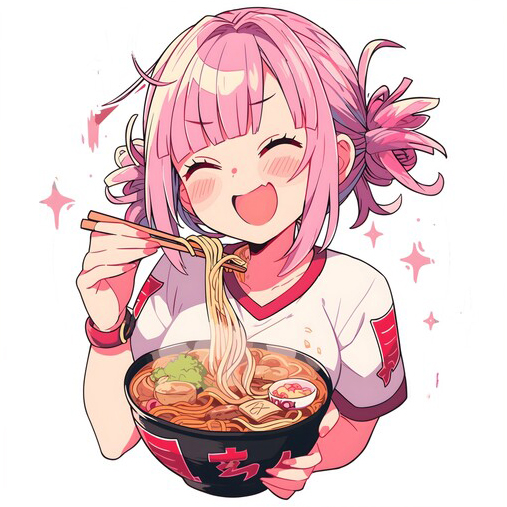 Rainbow Rhapsody - Just a Girl Who Like Anime and Ramen - Téléchargement 31 décembre 2025 - Source https://www.redbubble.com - Recadré
