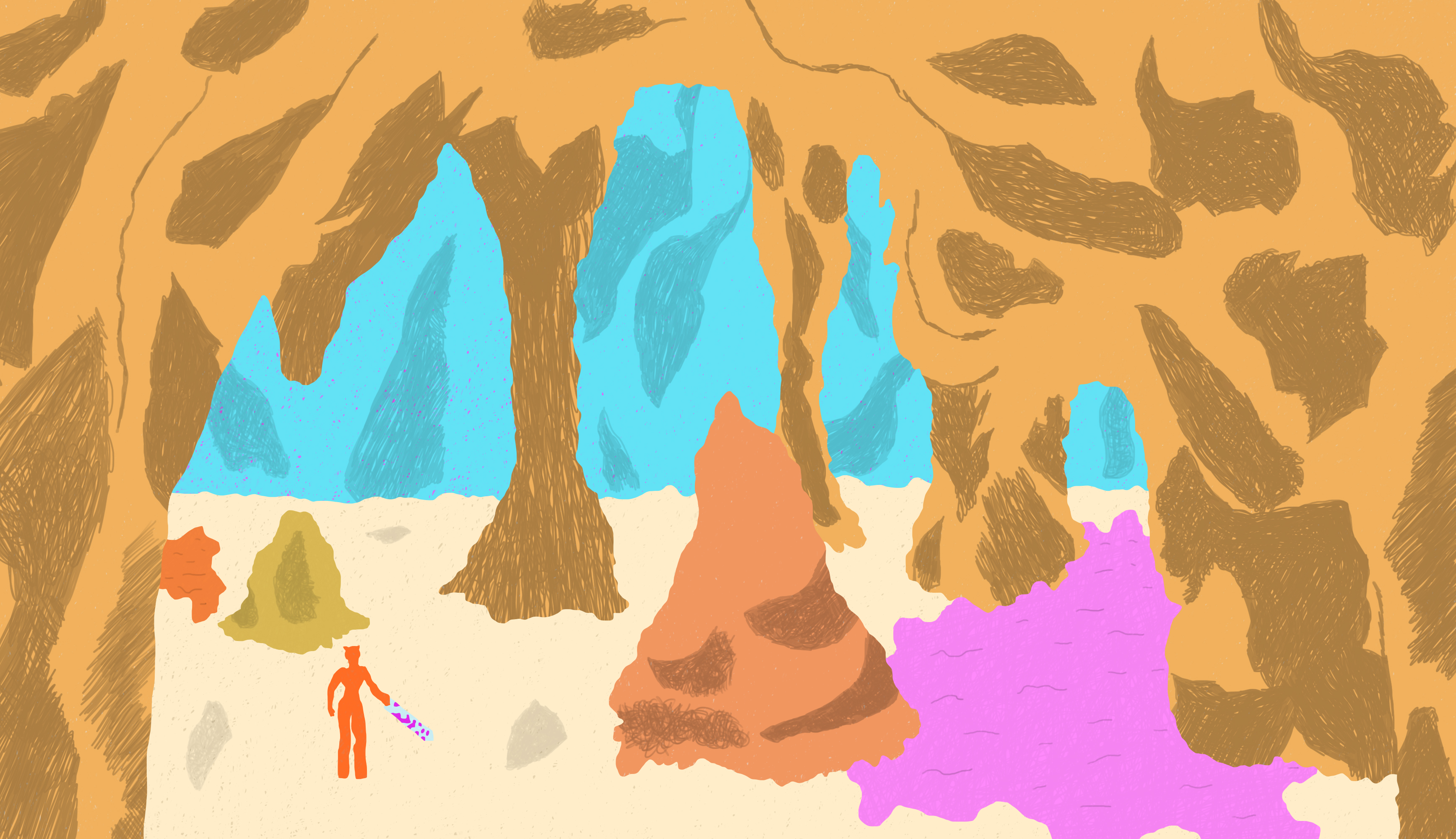 R le robot dans la Grotte des mystères